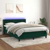 vidaXL Cama box spring c/ colch&atilde;o/LED 140x200 cm veludo verde-escuro