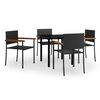 vidaXL 5 pcs Conjunto de jantar para jardim preto