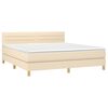 vidaXL Cama box spring c/ colch&atilde;o e LED 160x200 cm tecido cor creme
