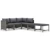 vidaXL 6 pcs conjunto lounge de jardim c/ almofad&otilde;es vime PE cinzento