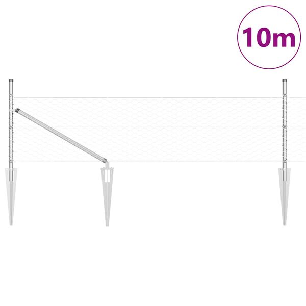 vidaXL Poste de Cerca Prateado 10 x 0,5 m (malha de 36 mm) A&ccedil;o