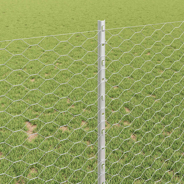 vidaXL Cerca com Poste Prateado 1 x 10 m A&ccedil;o