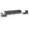 vidaXL 6 pcs conjunto lounge de jardim c/ almofadões pinho maciço