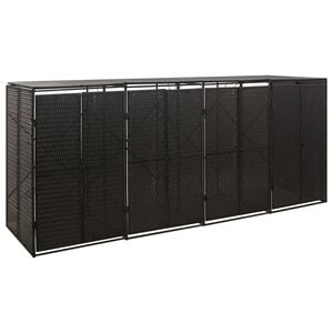 vidaXL Unidade arruma&ccedil;&atilde;o qu&aacute;drupla p/ caixote do lixo vime PE preto