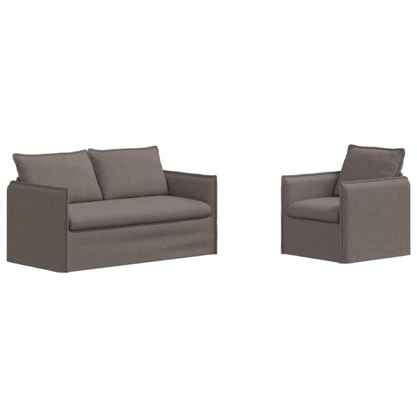 vidaXL Sof&aacute; 2 pcs Cinzento-acastanhado 196 x 82 x 85 cm tecido