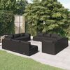 vidaXL 12 pcs conjunto lounge de jardim c/ almofad&otilde;es vime PE preto