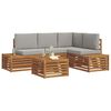 vidaXL Conjunto de Sof&aacute;s para Exterior 5 Pe&ccedil;a Cinza Natural e Claro