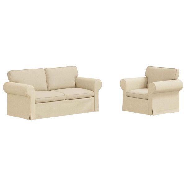 vidaXL Sof&aacute; 2 pcs Creme 175 x 82 x 80 cm tecido