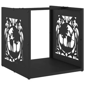 vidaXL Suporte para lenha 40x40x40 cm a&ccedil;o laminado a frio preto