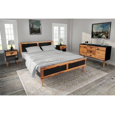 vidaXL Conj. móveis de quarto 4 pcs madeira acácia maciça 180x200 cm