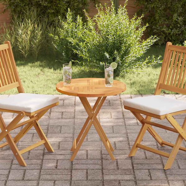 vidaXL Tampo de mesa redondo 2,5 cm 60 cm madeira teca maci&ccedil;a