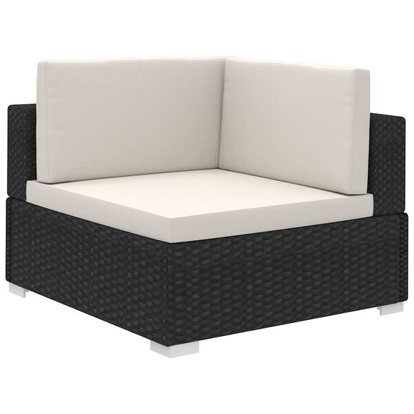 vidaXL 8 pcs conjunto lounge de jardim c/ almofad&otilde;es vime PE preto