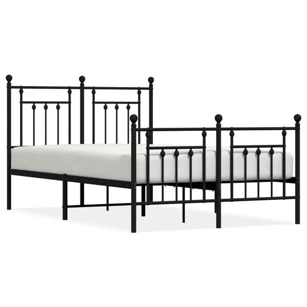 vidaXL Estrutura de cama com cabeceira e pés 120x200 cm metal preto