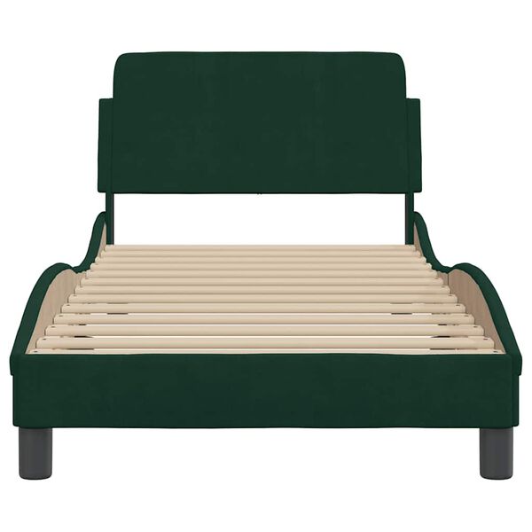 vidaXL Estrutura de cama Dover 90x200 cm veludo verde-escuro