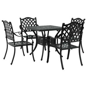 vidaXL Conjunto de Mesa de Jardim 5 pcs Preto Alum&iacute;nio Fundido