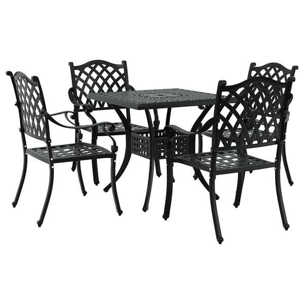 vidaXL Conjunto de Mesa de Jardim 5 pcs Preto Alum&iacute;nio Fundido