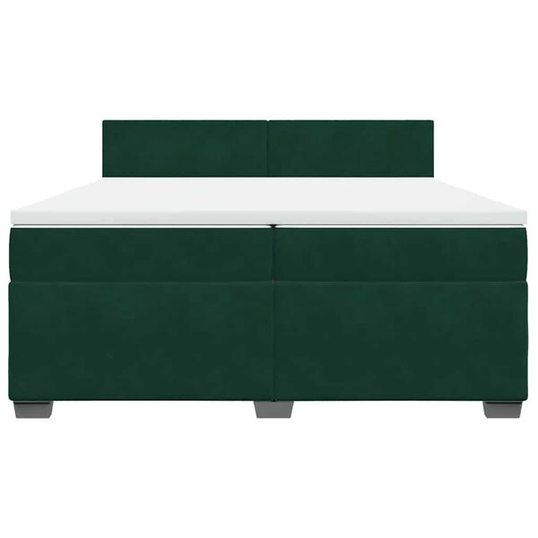 vidaXL Cama com molas/colch&atilde;o 200x200 cm veludo verde-escuro