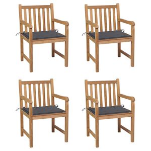 vidaXL Cadeiras de jardim c/ almofad&otilde;es antracite 4 pcs teca maci&ccedil;a