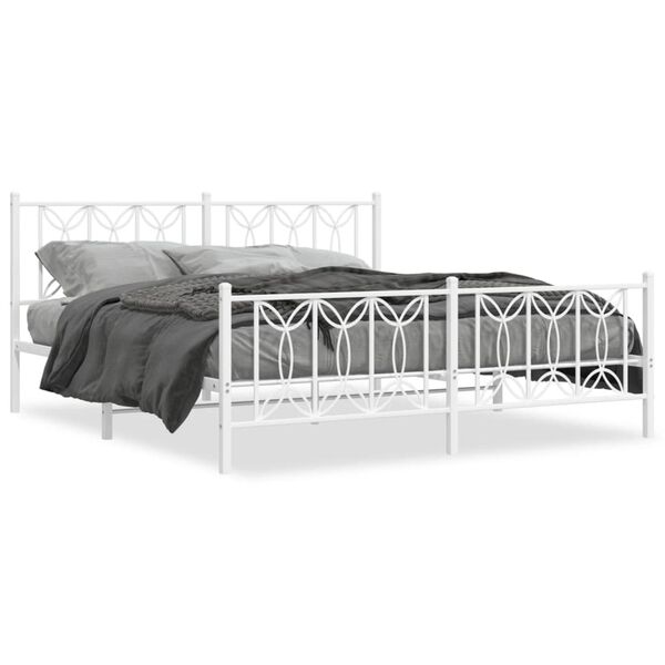 vidaXL Estrutura de cama com cabeceira e p&eacute;s 180x200 cm metal branco