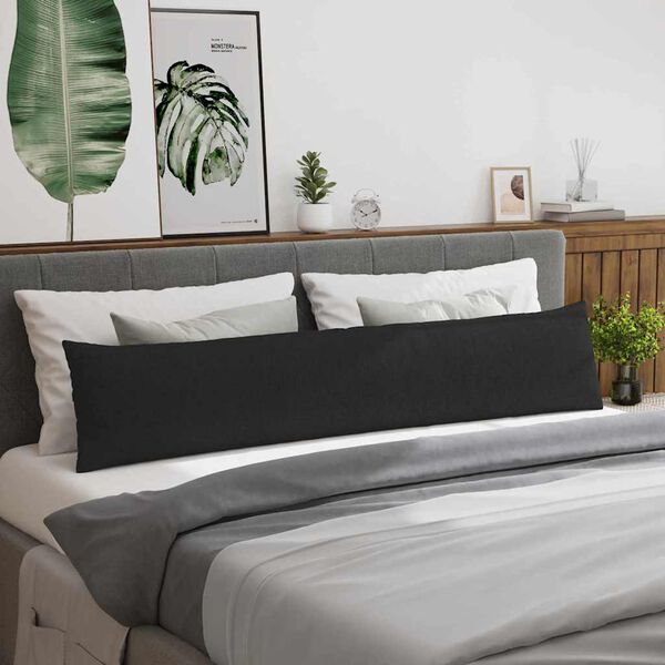 vidaXL Travesseiros de Sofá 2 pcs Preto 200 x 40 cm tecido