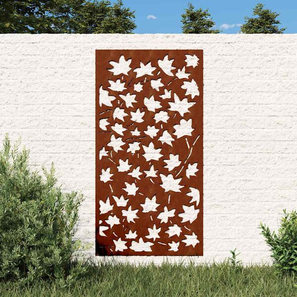 vidaXL Decora&ccedil;&atilde;o p/ muro jardim 105x55 cm a&ccedil;o corten design folha &aacute;cer
