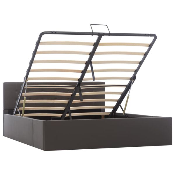 vidaXL Cama hidr&aacute;ulica c/ arruma&ccedil;&atilde;o 140x200cm couro artificial cinza