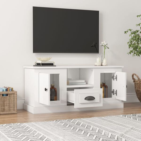 vidaXL Móvel de TV 100x35,5x45 cm derivados madeira branco brilhante