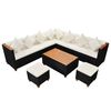 vidaXL 7 pcs conjunto lounge de jardim c/ almofad&otilde;es vime PE preto