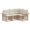 vidaXL Conjunto de Sof&aacute;s para Exterior 4 unid. Natural e Branco Creme