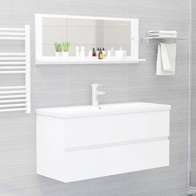 vidaXL Espelho de casa de banho 100x10,5x37 cm contraplacado branco