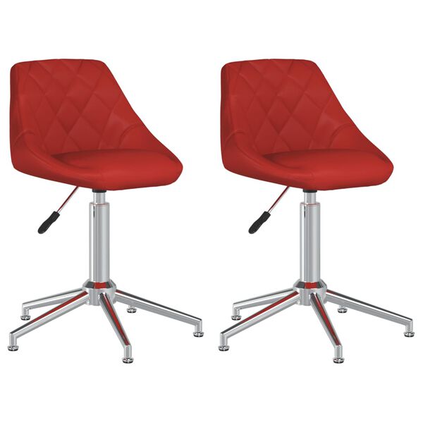 vidaXL Cadeiras jantar girat&oacute;rias 2pcs couro artificial vermelho tinto