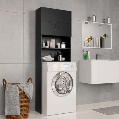 vidaXL Armário máquina de lavar roupa 64x25,5x190 cm aglomerado preto