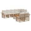 vidaXL Conjunto de Sof&aacute;s para Exterior 9 unid. Natural e Branco Creme