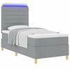 vidaXL Cama Box Spring LED Cinzento-claro 90 x 200 cm tecido
