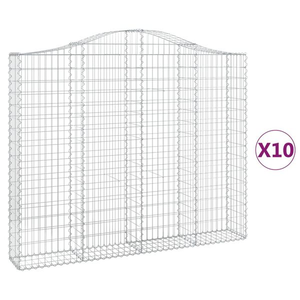 vidaXL Cestos gabião arqueados 10pcs 200x30x160/180 ferro galvanizado