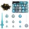 vidaXL Conjunto de Bolas de Natal 61 unid. Turquesa Di&acirc;m. 6 cm