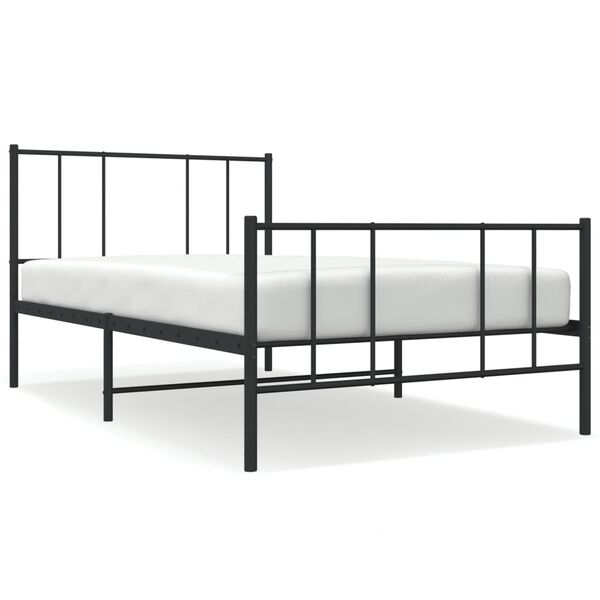 vidaXL Estrutura de cama com cabeceira e p&eacute;s 107x203 cm metal preto