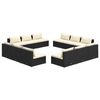 vidaXL 12 pcs conjunto lounge de jardim c/ almofadões vime PE preto