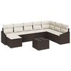 vidaXL Conjunto de Sof&aacute;s com almofada 9 pcs Castanho vime PE