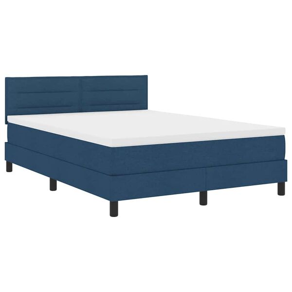 vidaXL Cama Box com colchão com cabeceira Azul 140 x 200 cm tecido
