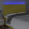 vidaXL Cabeceira de cama c/ LED tecido 160x5x118/128 cm verde