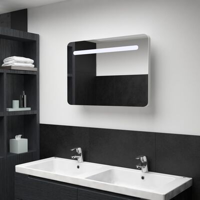 vidaXL Armário espelhado para casa de banho com LED 80x9,5x55 cm