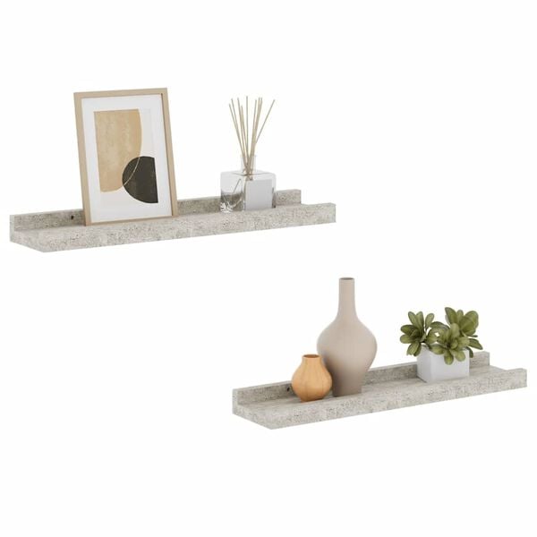 vidaXL Prateleiras de parede 2 pcs 40x9x3 cm cinzento cimento