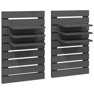 vidaXL Prateleiras de montagem na parede 2 pcs pinho maci&ccedil;o cinza