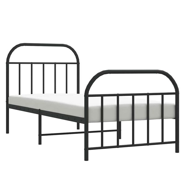 vidaXL Estrutura de cama com cabeceira e p&eacute;s 80x200 cm metal preto