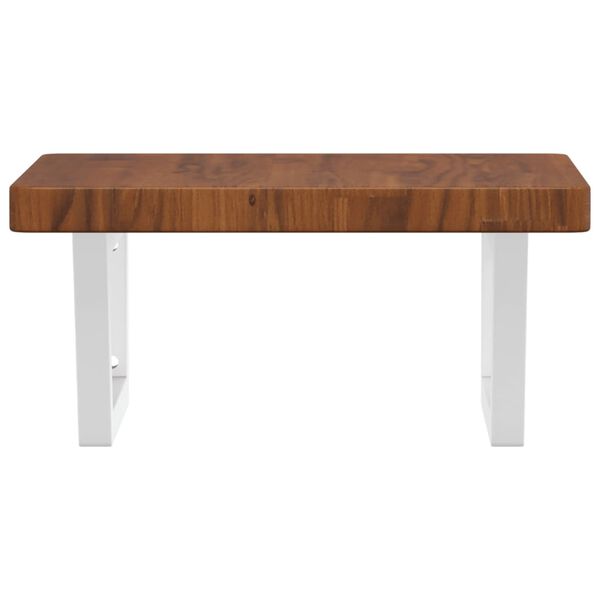 vidaXL Prateleira de parede p/ lavat&oacute;rio a&ccedil;o/madeira carvalho maci&ccedil;a