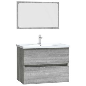 vidaXL 2 pcs conjunto m&oacute;veis WC derivados de madeira sonoma cinza
