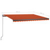 vidaXL Toldo autom. LED e sensor de vento 400x300 cm laranja/castanho