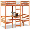 vidaXL Cama alta c/ secretária/cadeiras 80x200 cm pinho castanho-mel