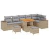 vidaXL Conjunto de Sof&aacute; de Jardim 9 pcs Bege e Cinza Claro vime PE